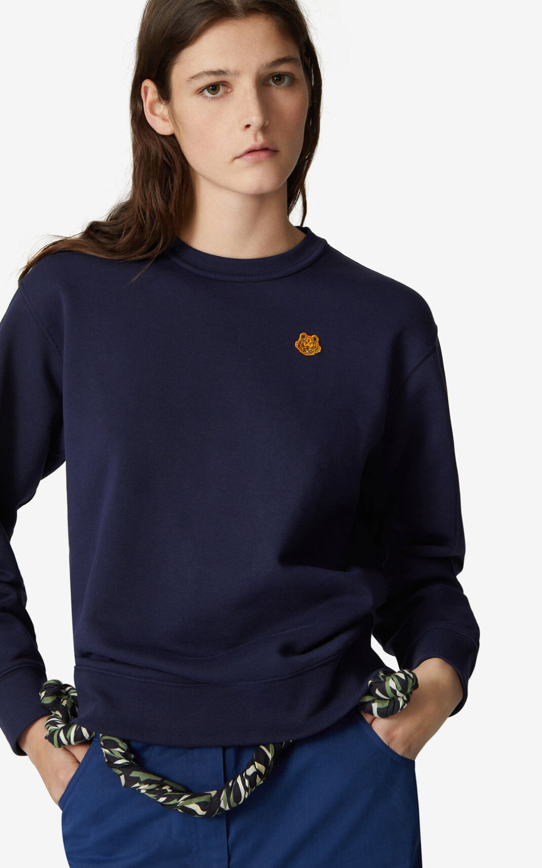 Kenzo Tiger Crest Sudadera Mujer Azul Marino Azules | 4973158-FK